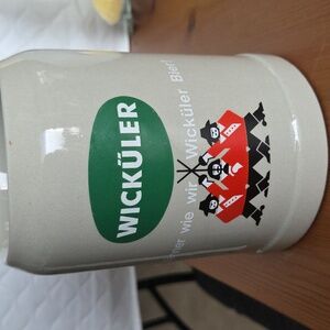 Vintage Wicküler West German .5L Beer Stein with Red & Black 3 Musketeers Design